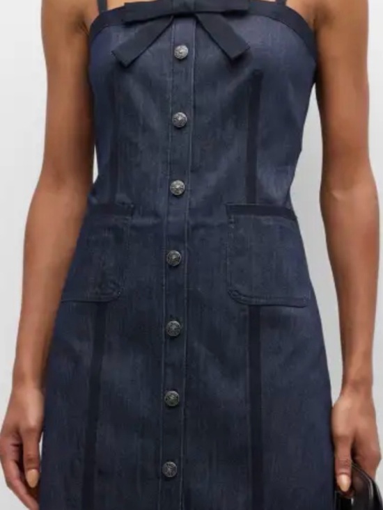 cinq a sept Dresses & Skirts - Cinq a Sept
Xia Sleeveless Bow Square-Neck Denim Mini Dress